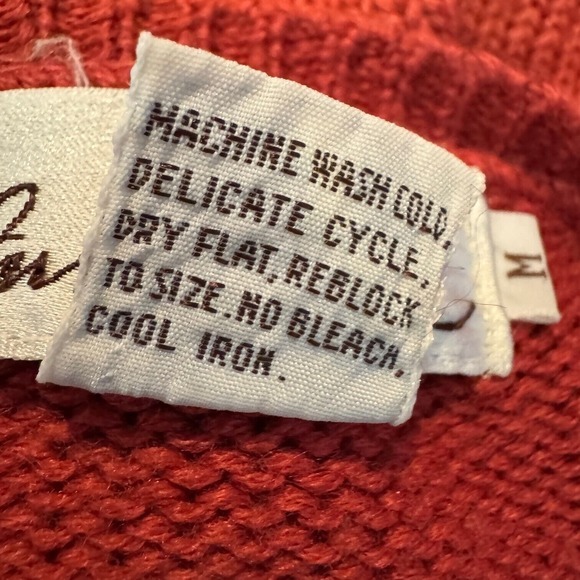 90's Austin Hill Wool Blend Sweater Womens Medium Red Crew Neck Abstract Vintage - Picture 5 of 8